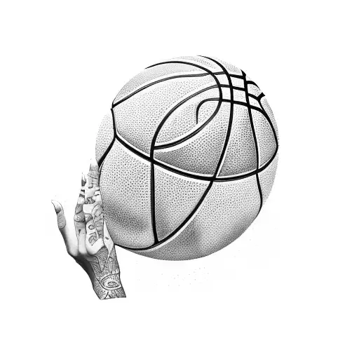 A dotwork portrait of Allen Iverson dribbling a basketball tattoo design idea