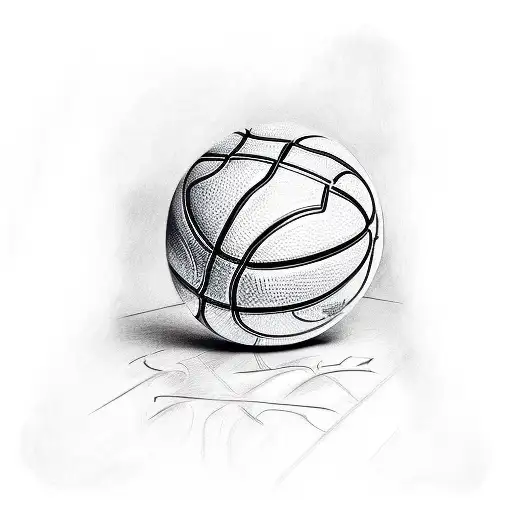 A sketch-style tattoo of a basketball with Allen Iverson's signature tattoo design idea