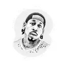 A dotwork portrait of Allen Iverson dribbling a basketball tattoo design idea