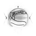 Basketball court with Allen Iverson's jersey hanging on the wall tattoo design idea