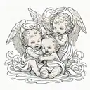 3 baby angels fighting demons tattoo design idea
