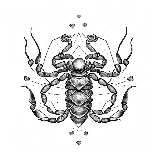 Scorpion with hearts, delicate tattoo design idea