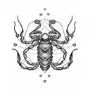 Scorpion with hearts, delicate tattoo design idea