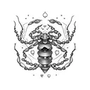 Scorpion with hearts, delicate tattoo design idea