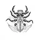 Scorpion with hearts, delicate tattoo design idea