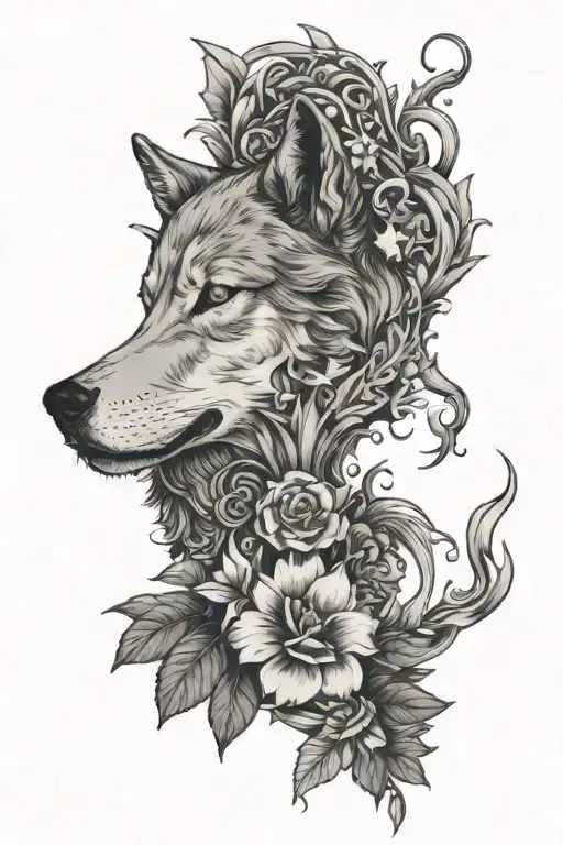 full arm wolf dog binary options candles argentine flag Impatiens walleriana flowers and scales tattoo design idea
