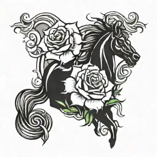 SUN TROJAN ROSE OCEAN tattoo design idea