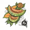 melon meal tattoo design idea