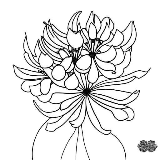 agapanthus peony tattoo design idea