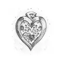 love heart QR code with daughers names Zara and Sienna tattoo design idea