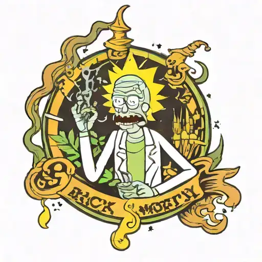 Rick and morty smoking weed tattoo design idea