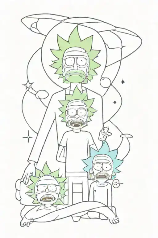 Minimalistic words with rick and morty tattoo design idea