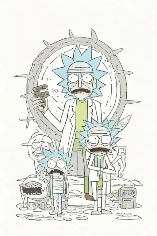 Minimalistic words with rick and morty tattoo design idea