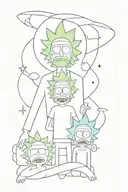 Minimalistic words with rick and morty tattoo design idea