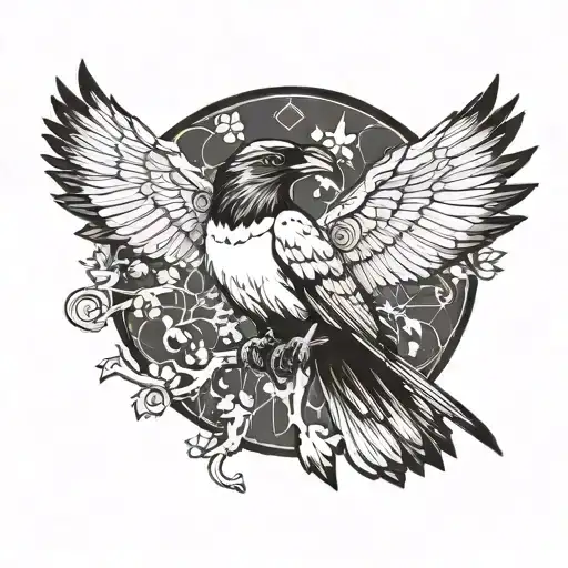 A blackwork design of Itachi's crow companion perched on his shoulder, representing his connection to the animal world tattoo design idea