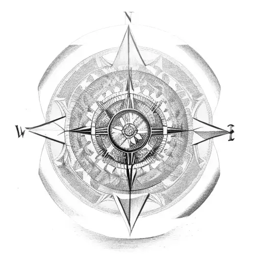 A compass with a yin yang design as the central dial tattoo design idea
