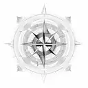 Yin yang and compass merging together tattoo design idea