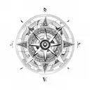 Yin yang and compass merging together tattoo design idea