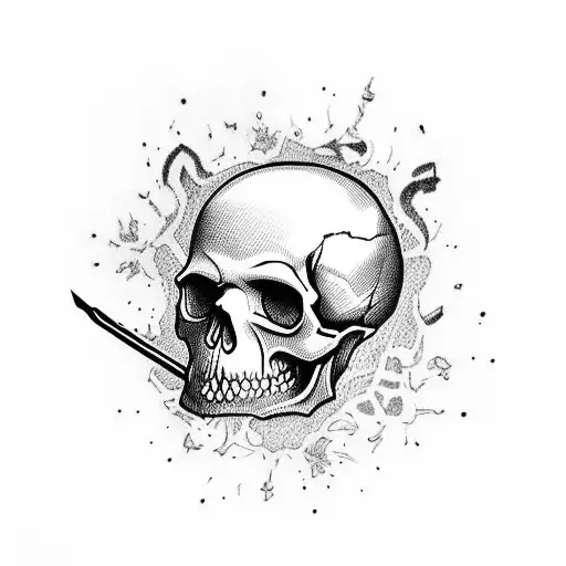 Skull king smoking tattoo design idea