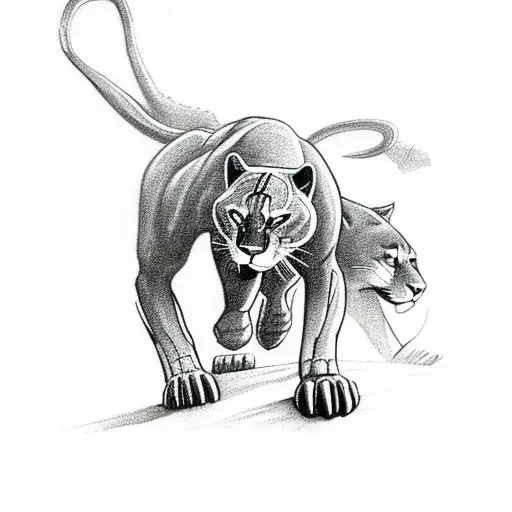 black panther climbing on cross  tattoo design idea