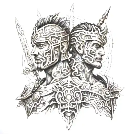 warrior and immortal tattoo design idea