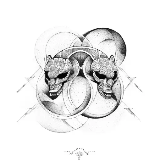 gemini with full moon tattoo design idea