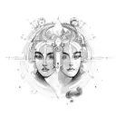 gemini with full moon tattoo design idea