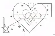 heart line, plane, stars shining tattoo design idea