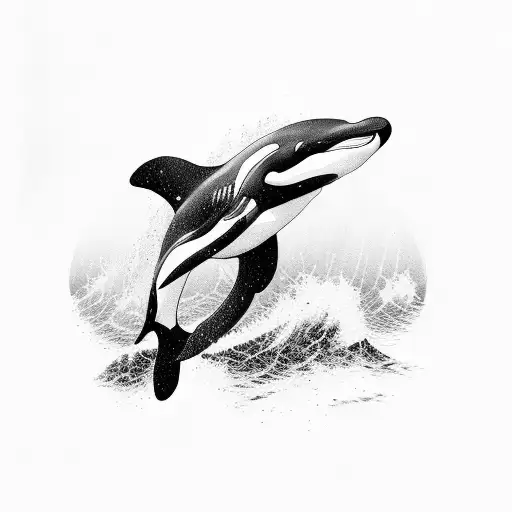 killer whale surface of ocean tattoo design idea