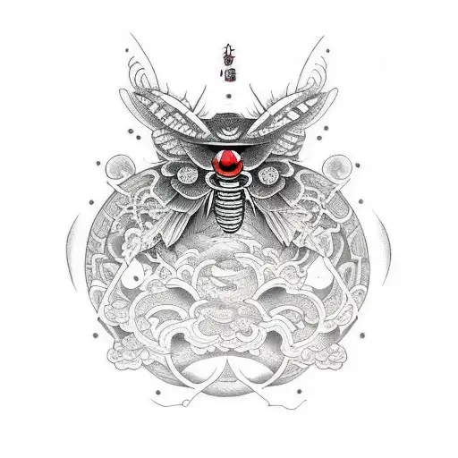 red moth witch moon  tattoo design idea