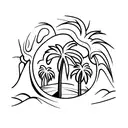 palm and cedar tree connected at roots  tattoo design idea