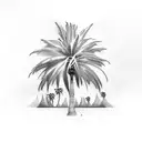palm tree and cedar tree linked  tattoo design idea