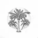 palm tree and cedar tree linked  tattoo design idea
