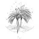 palm tree and cedar tree linked  tattoo design idea
