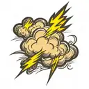 Storm cloud with lightning with the word storm on it  tattoo design idea