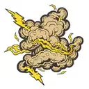 Storm cloud with lightning with the word storm on it  tattoo design idea