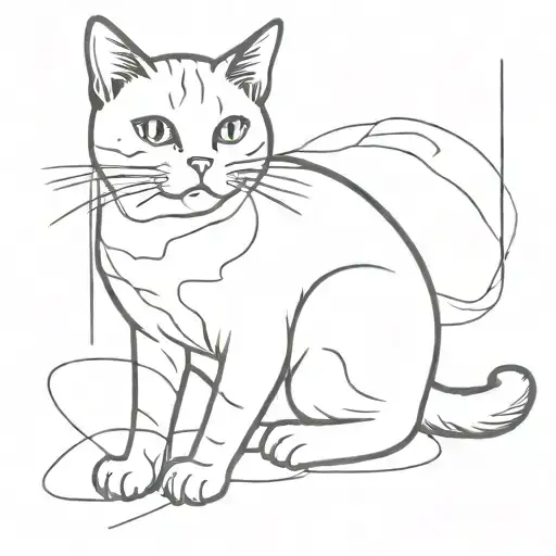 a painter cat tattoo design idea