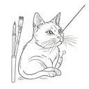 a painter cat with brushes tattoo design idea