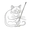 a painter cat with brushes tattoo design idea