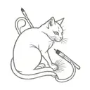 a painter cat with brushes tattoo design idea
