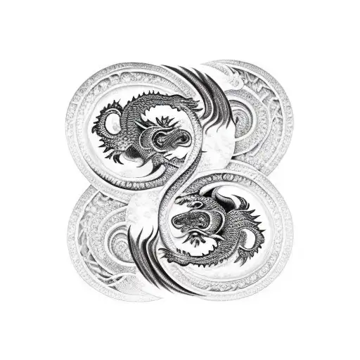 Dragon and tiger estilo yin yang tattoo design idea