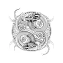 Dragon and tiger estilo yin yang tattoo design idea