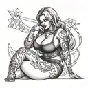 slutty big titts girl sitting alone tattoo design idea