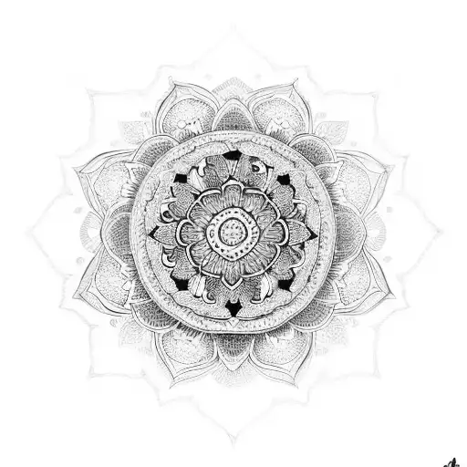 Mandala with flowers tattoo design idea