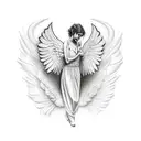 angel falling tattoo design idea