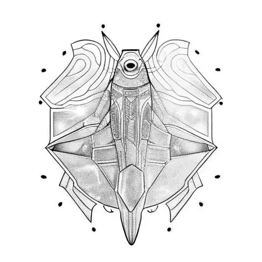 cyborg mechanical manta ray tattoo design idea
