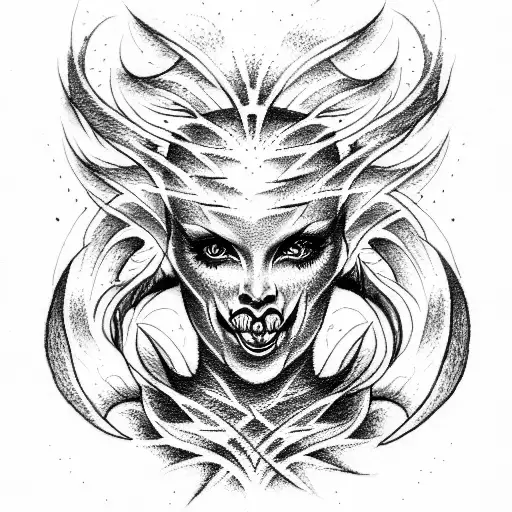 half demon half angel tattoo face tattoo design idea