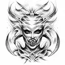 half demon half angel tattoo face tattoo design idea