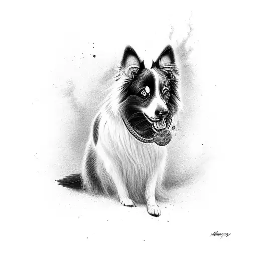 border collie with a black hart on a side tattoo design idea