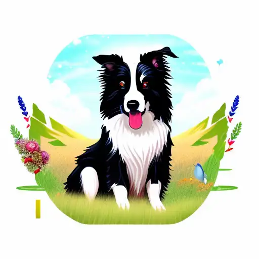 border collie with a brown hart on a side tattoo design idea